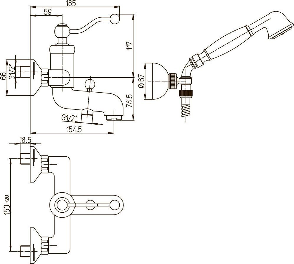 Смеситель для ванны с душем Paini Duomo 88F3105KM - 1