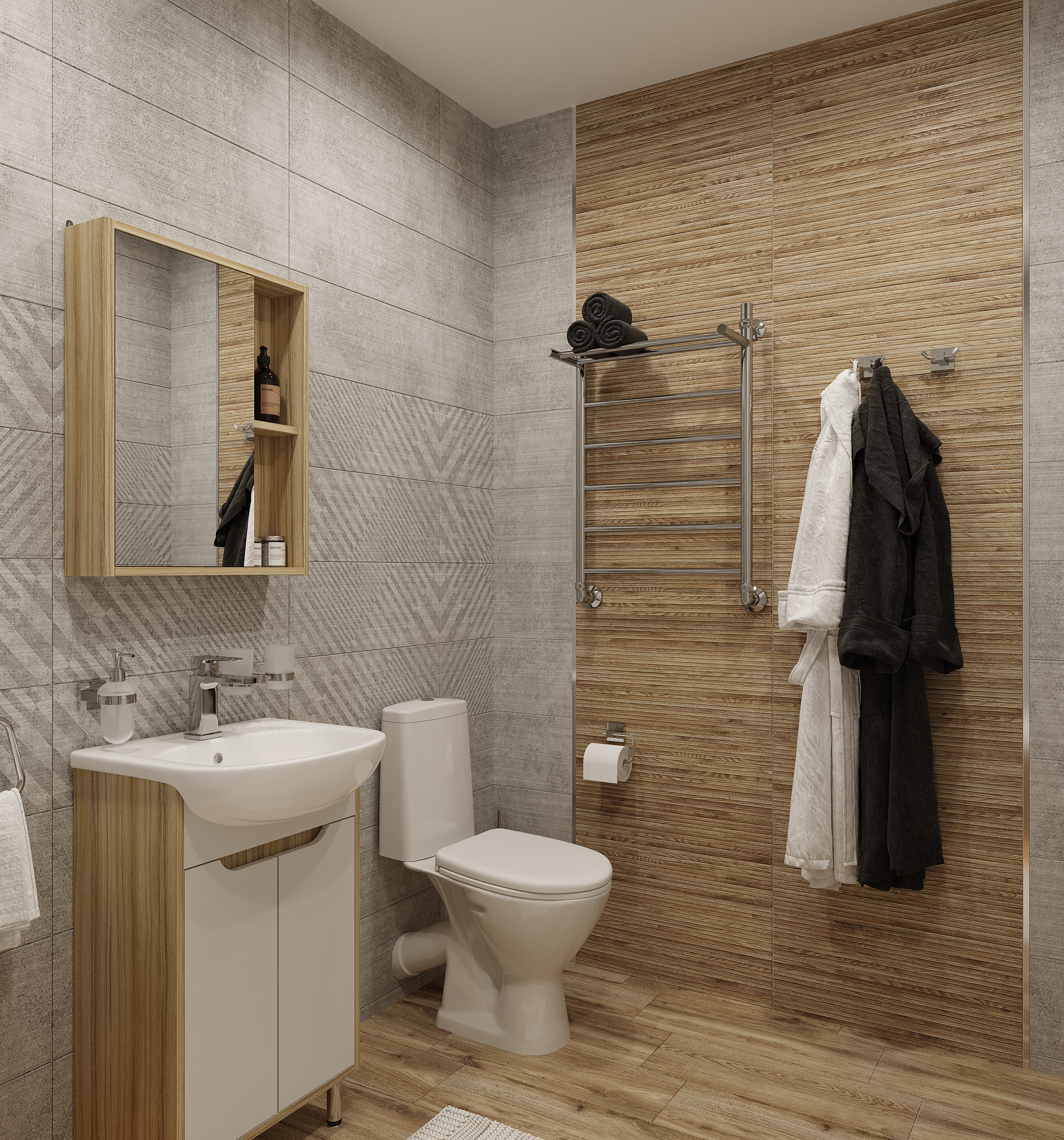 Мебель для ванной DIWO Углич 50 в скандинавском стиле, белый, под дерево 461717 - 3