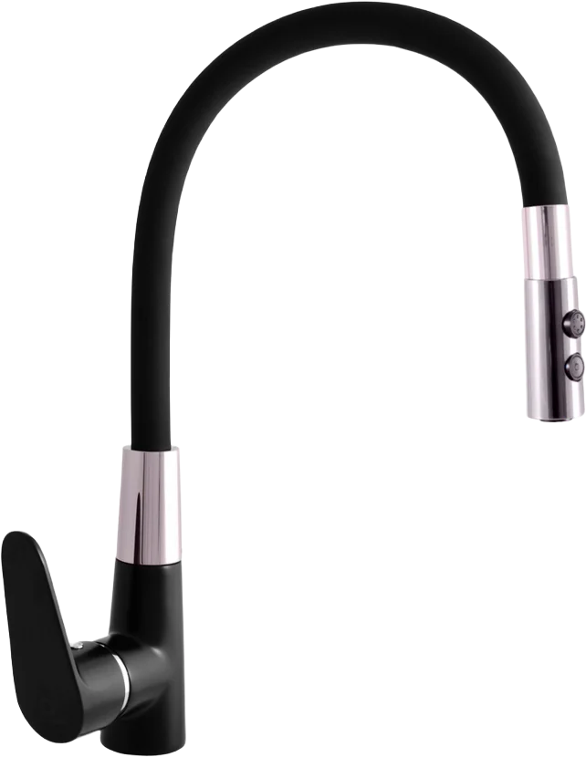 Смеситель для кухни Rav Slezak Amur с гибким изливом черный матовый - хром AM719.5/12CMATC - 0