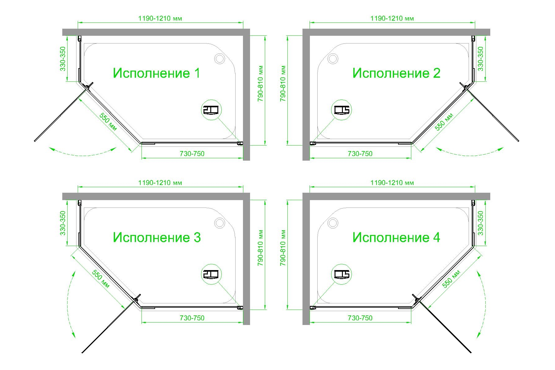 Душевой уголок Royal Bath TR 80х120 профиль белый стекло прозрачное RB1280TR-T - 3