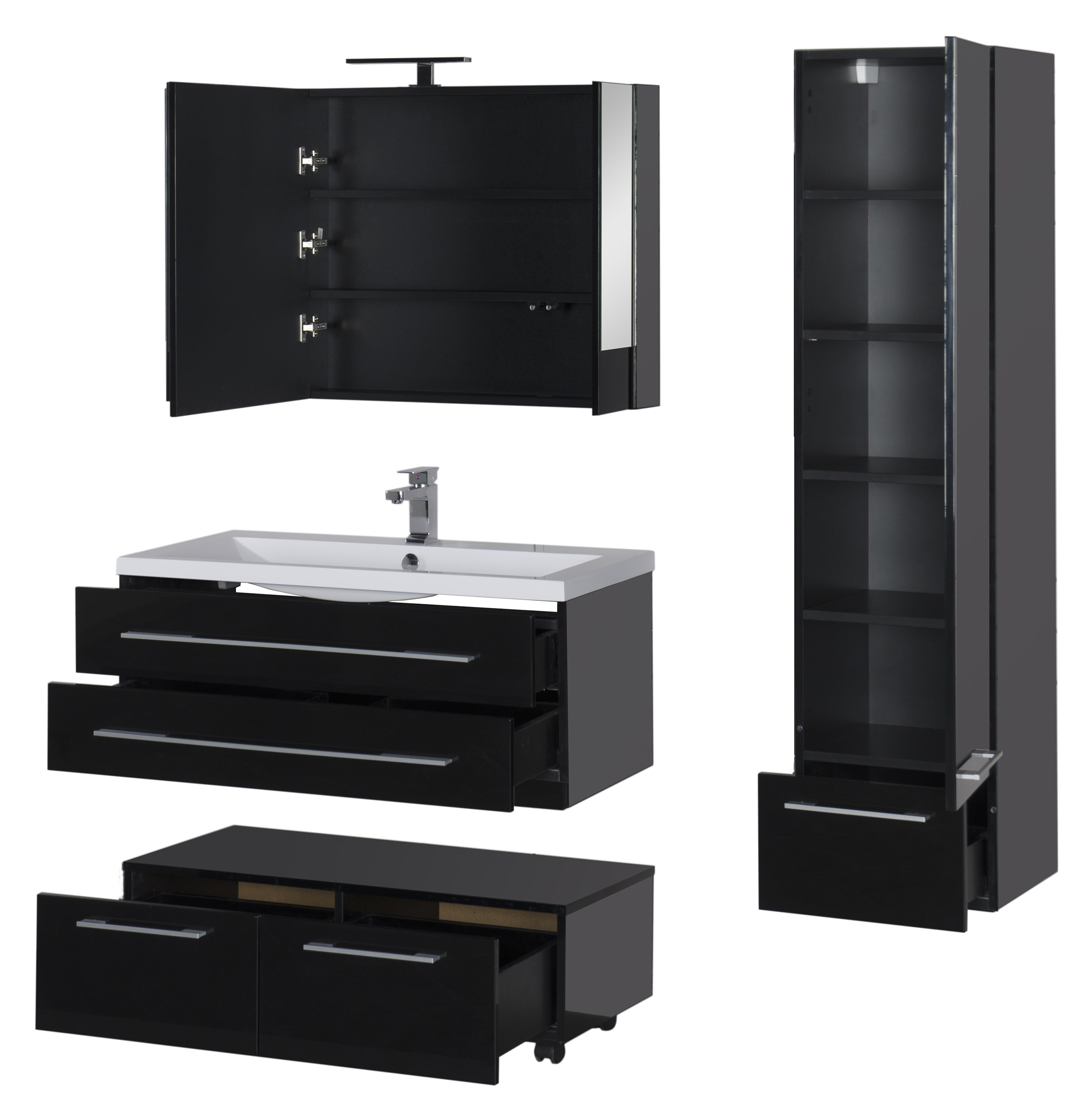 Тумба Aquanet Нота 100 подкатная, черная 170734 - 17