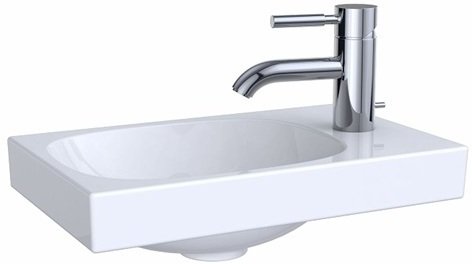 500.635.01.2 Раковина Acanto, асимметричная, 400 x 250 мм, с отверстием под смеситель справа, без перелива, цвет: белый 