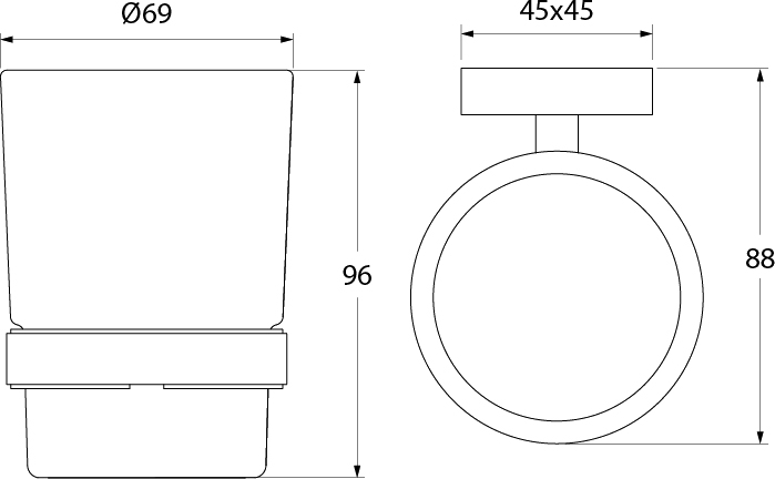 Подстаканник одинарный, матовое стекло, латунь,  Edifice, IDDIS, EDIMBG1i45 - 1