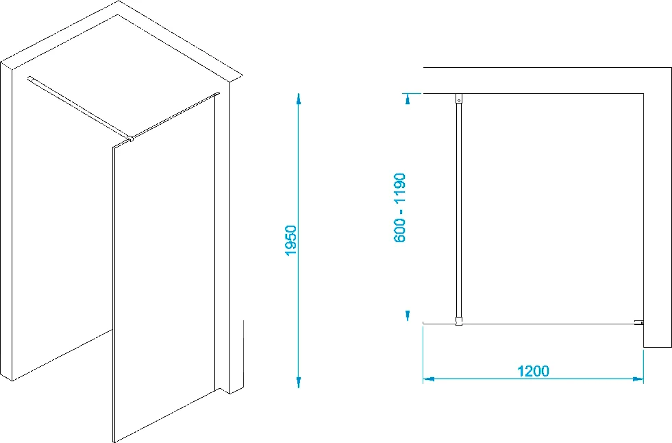 Душевая перегородка RGW Walk In WA-002B 120х195 профиль черный стекло прозрачное 35100212-14 - 2