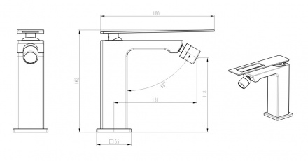 Смеситель для биде Boheme Q черный 146-BB.2 - 1