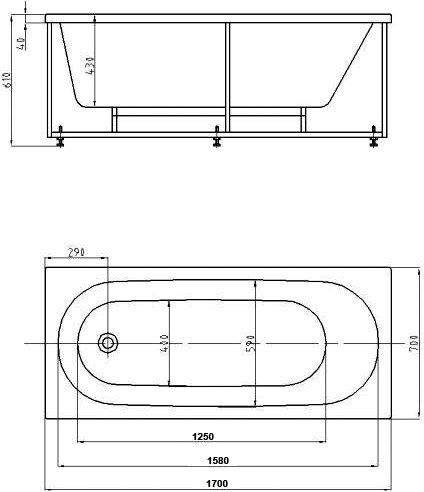 Акриловая ванна Акватек Оберон 170x70 OBR170-0000027 - 1