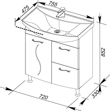 Тумба с раковиной Aquanet Моника 75 - 6