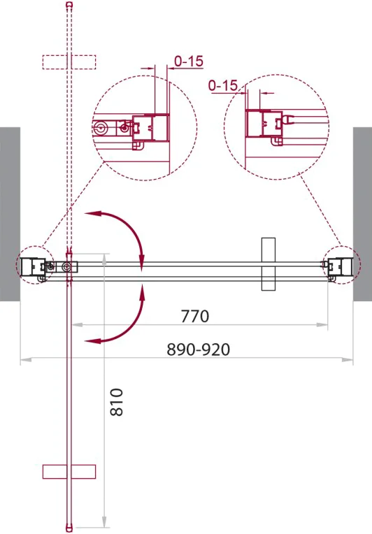 Душевая дверь BelBagno Marmi 90 профиль хром  MARMI-B-1-90-C-Cr - 2