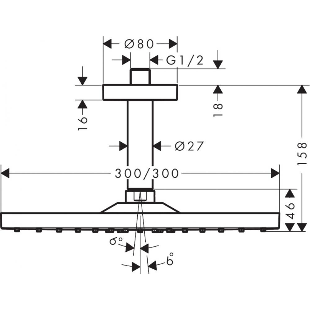 Верхний душ hansgrohe Raindance E 300 1jet с потолочным подсоединением, 26250140, шлифованная бронза - 1