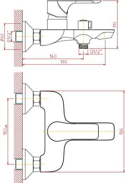 Смеситель Orange Aristo M19-100b для ванны с душем - 4