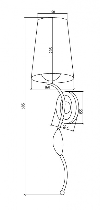Бра Boheme хром на белой ножке 757-W - 1