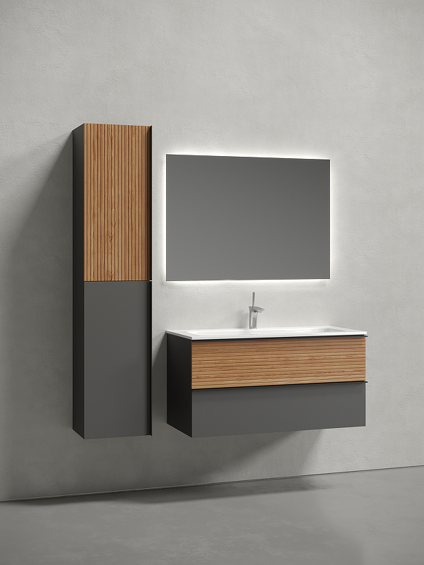 Тумба под раковину Sancos Delta 99х44 серая - светлое дерево DL100GR - 1