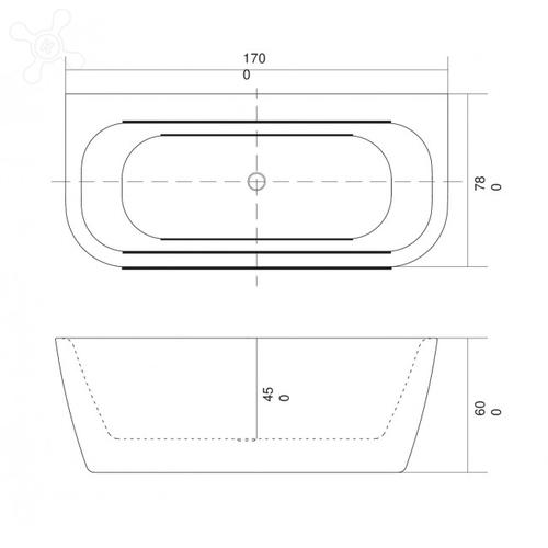 Акриловая ванна Aquatek Алтея 170х78 белый с ножками и сливом-переливом  AQ-123778 - 3