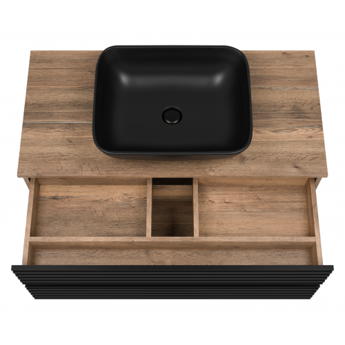 Тумба под раковину Brevita Dakota 100 дуб галифакс олово, черный кварц  DAK-09100-19/02-2Я - 4