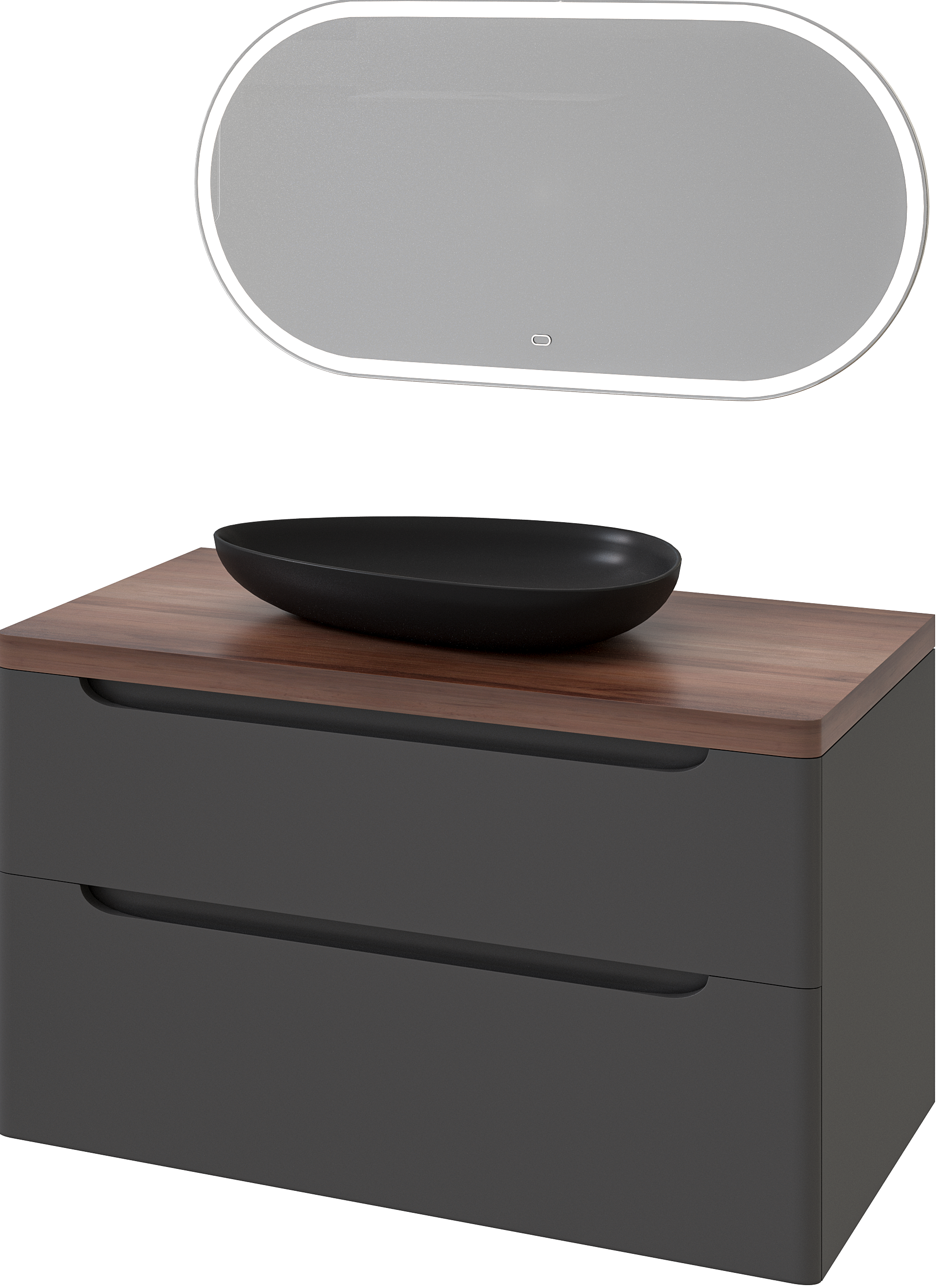 Мебель для ванной STWORKI Берген 100 серая с темной столешницей,  раковина Bocchi Etna Etna 1114-004-0125 черная 568139 - 4