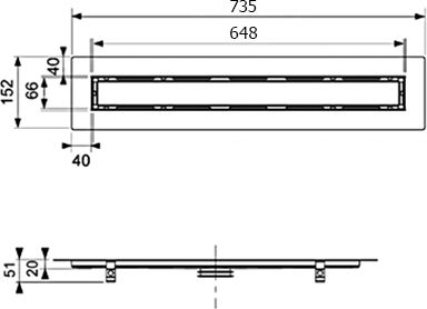 Душевой лоток TECE TECEdrainline 6 507 00 для натурального камня 70 см 650700 - 7