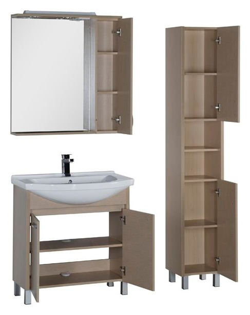 Зеркало-шкаф Aquanet Донна 80 светлый дуб 00168930 - 3