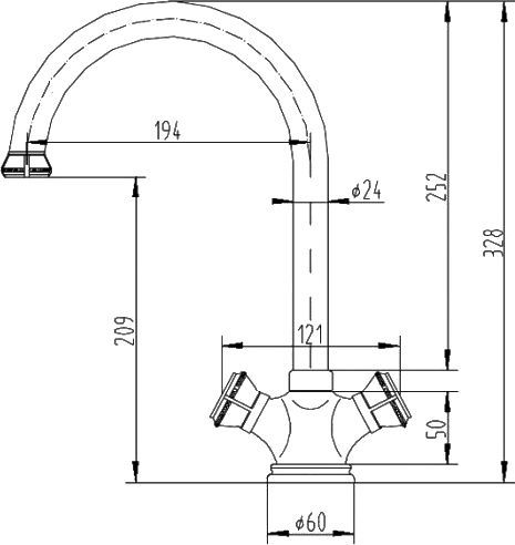 Смеситель Zorg Antic A 2005K-BR для кухонной мойки - 1
