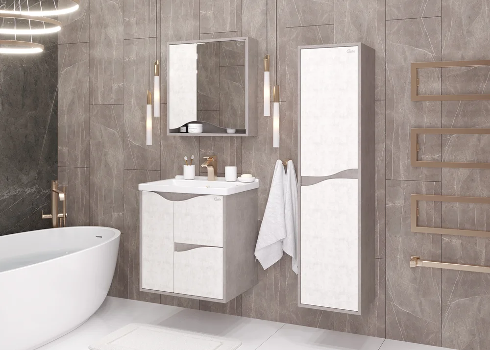 Шкаф-пенал Onika Брендон 35 камень светлый/бетон крем  403565 - 3