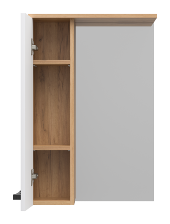 Зеркало-шкаф Misty Крафт 50 левое белое - светлое дерево П-Кра-02050-011Л - 1