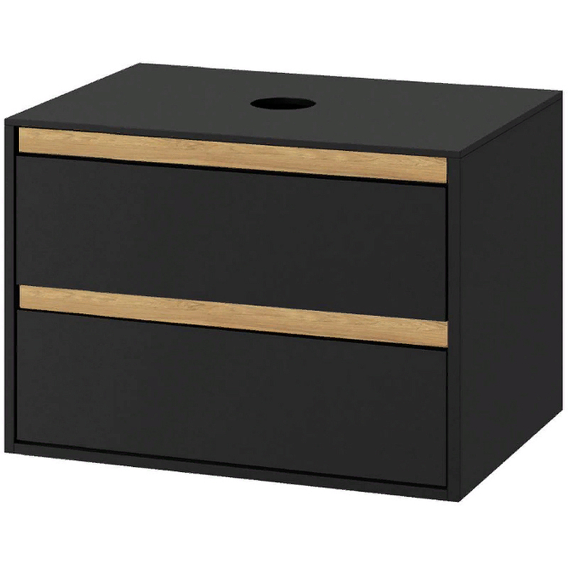 Тумба под накладную раковину Excellent Tuto 80 черный матовый - светлое дерево  MLEX.0104.800.BKBL - 0