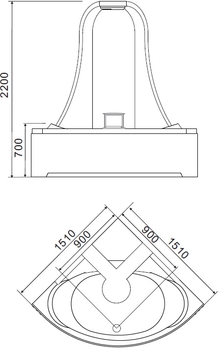 Гидромассажная ванна Gemy  151x151 см  G9069 K - 3