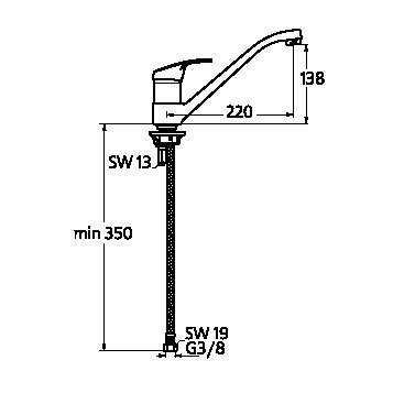 Смеситель для кухонной мойки Ideal Standard Slimline хром  B1383AA - 1