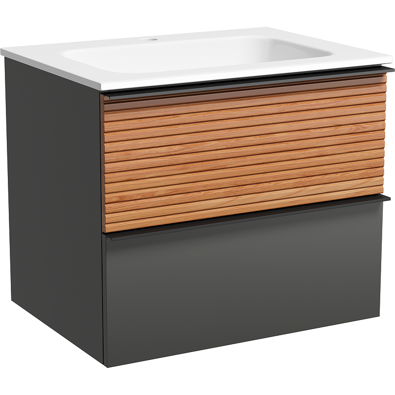 Тумба под раковину Sancos Delta 59х44 серая - светлое дерево DL60GR - 0