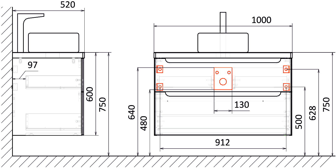 Тумба с раковиной STWORKI Берген 100 белая со светлой столешницей, раковина Bocchi Vessel 1172-061-0125 566606 - 5