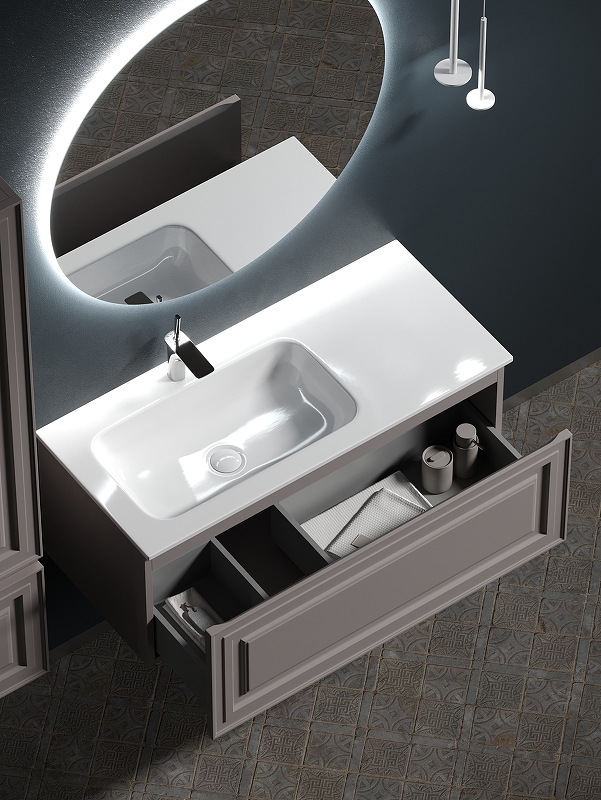 Тумба под раковину Sancos Very 99х40 левая темно-бежевая VR100LSM - 2