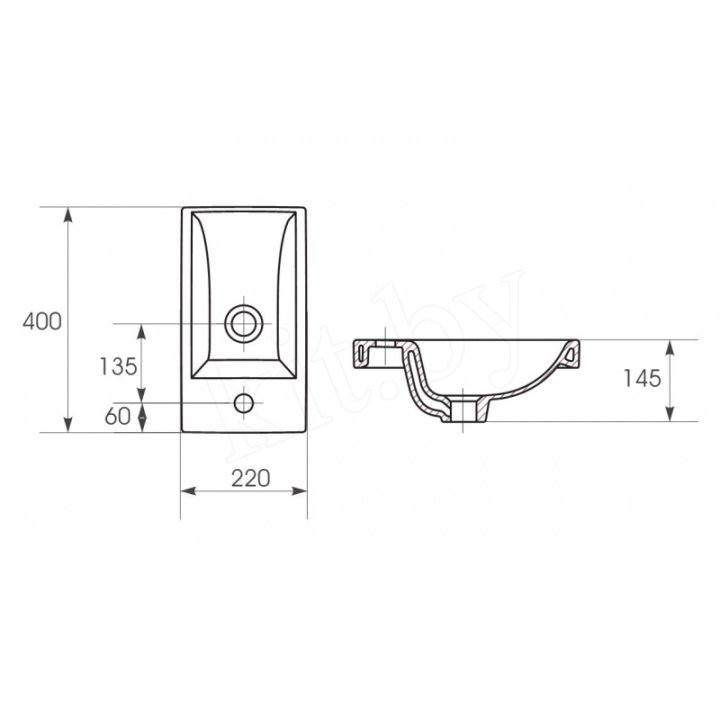 Тумба с раковиной Санта Родос 40 подвесная - 7