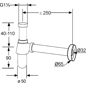 Сифон для раковины Kludi бутылочный 1010505-00 - 1
