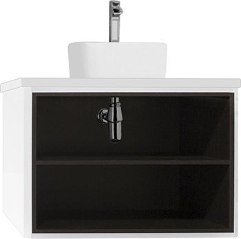 Тумба под раковину открытая Aquaton Брук 80 белый-темное дерево 1A201501BCDF0 - 2