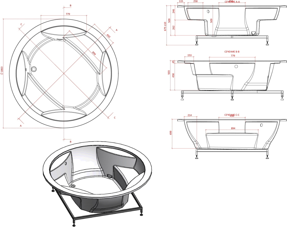 Ванна из искусственного камня Астра-Форм Аврора 01010038 - 3