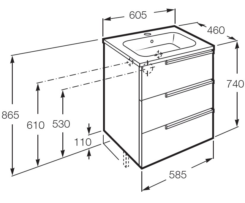 Тумба под раковину 60 см Roca Victoria Nord Ice Edition, белая ZRU9302834 - 2