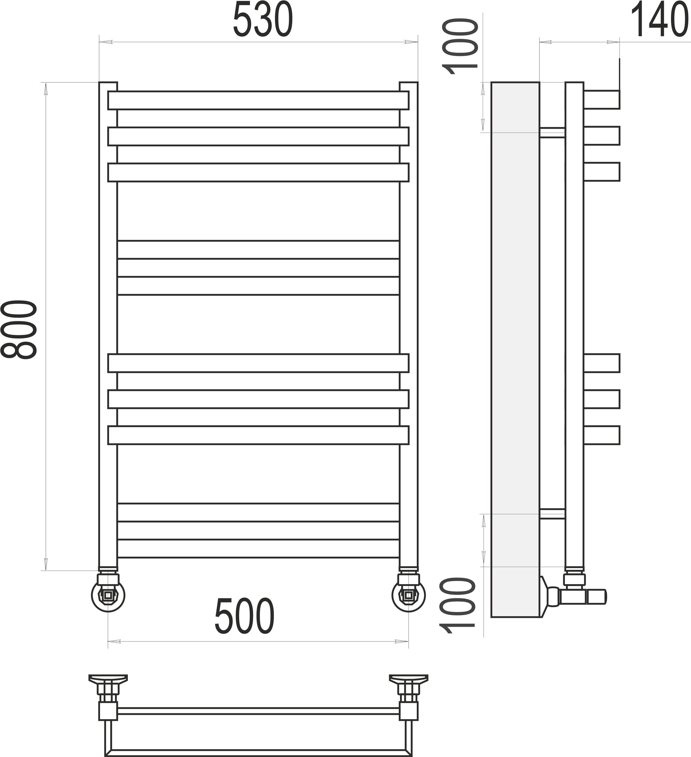 Водяной полотенцесушитель Terminus Линц П10 500х800 Хром 4630080268388 - 2