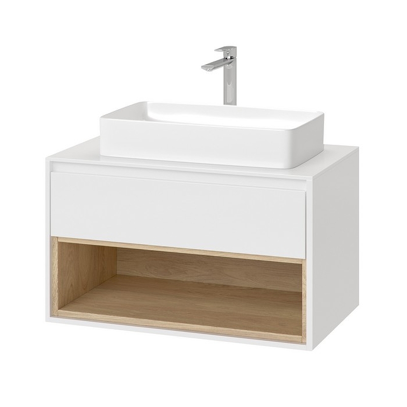 Тумба под накладную раковину Excellent Tuto 80 белый - светлое дерево  MLEX.0102.800.WHBL - 1