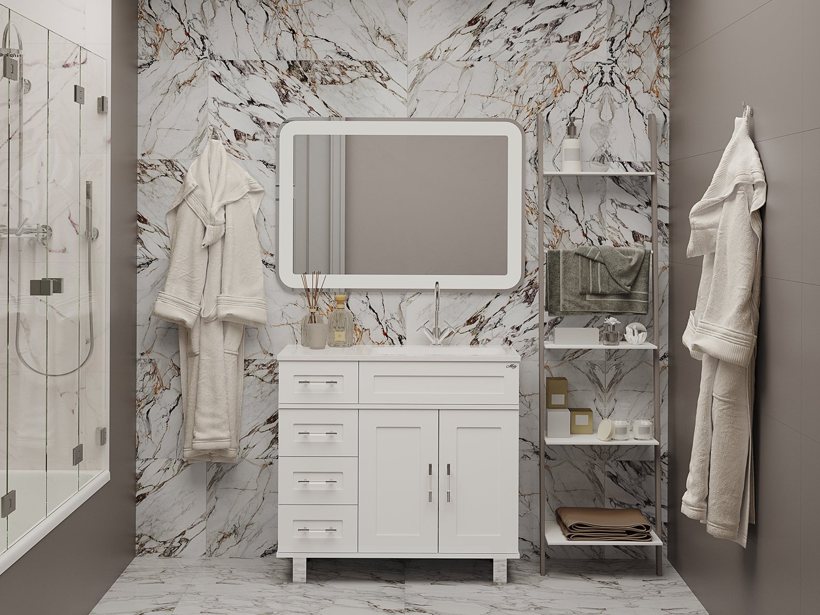 Тумба с раковиной Misty Купер 90 R белый - 3