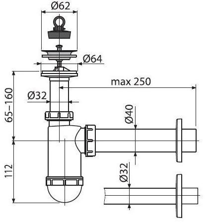Сифон для раковины AlcaPlast A41 - 2