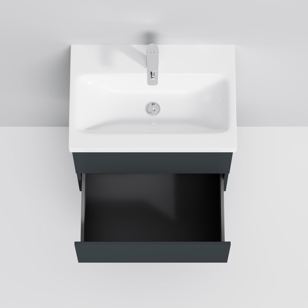 Тумба для комплекта AM.PM Gem 60 графит матовый, напольная, с 2 ящиками M90FSX06022GM32 - 4