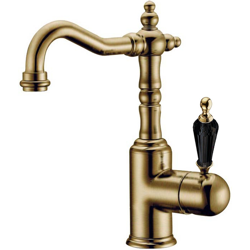 Смеситель для раковины высокий Boheme Medici бронза с черным Swarovski 302-BSW - 0