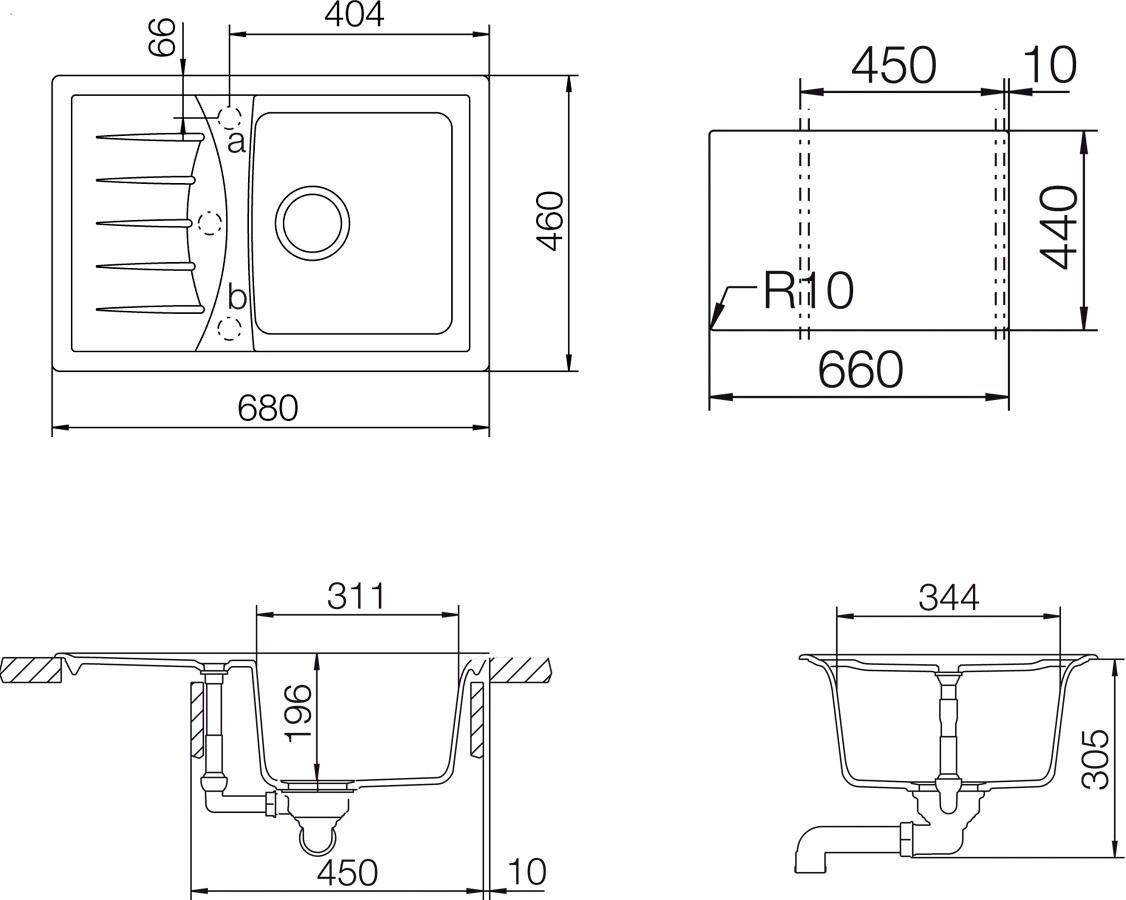 Мойка  Genius 45D Small  Cristalite альпина 700254 - 1