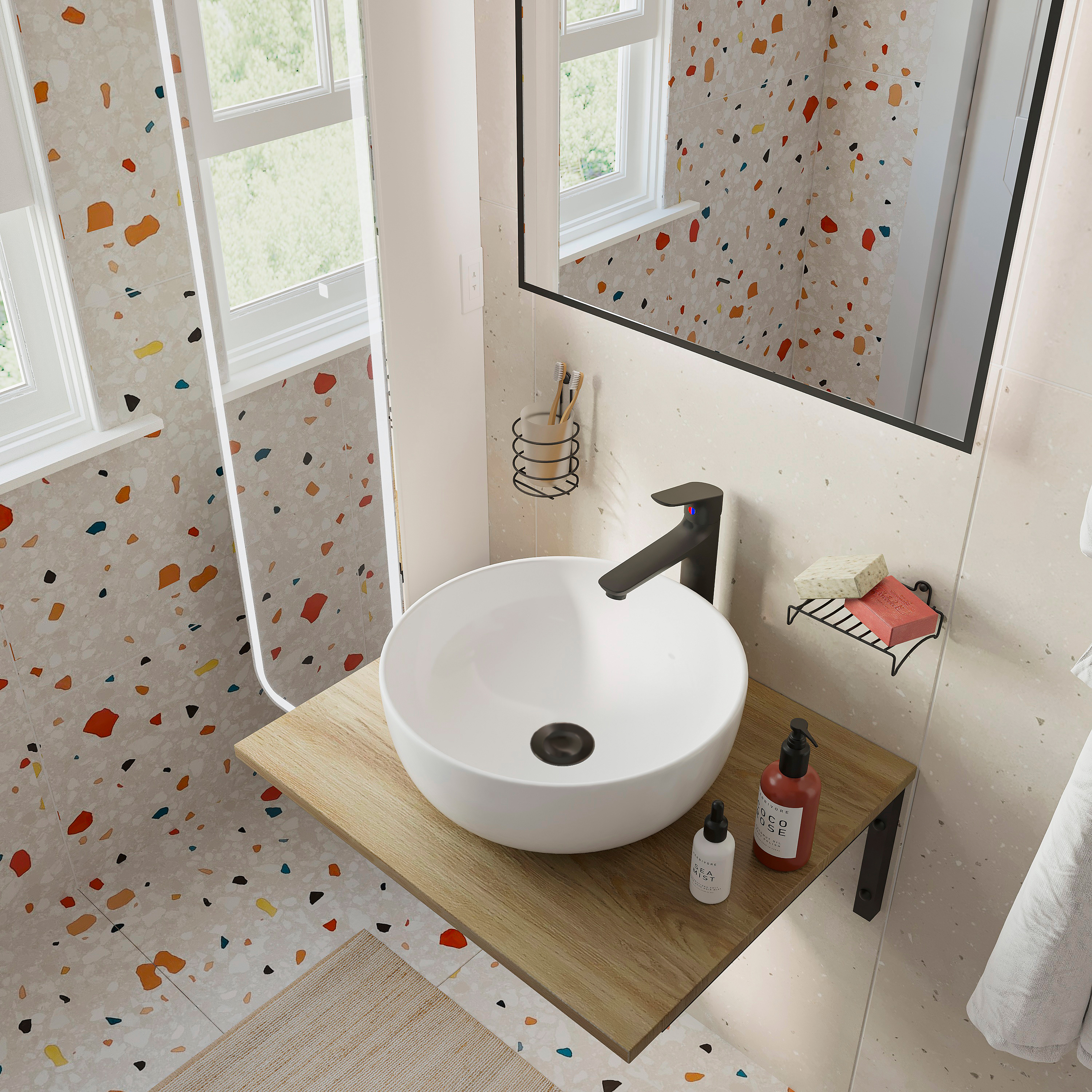 Столешница с раковиной DIWO Элиста 60 светлое дерево, с раковиной Moduo 40 RING 554506 - 1