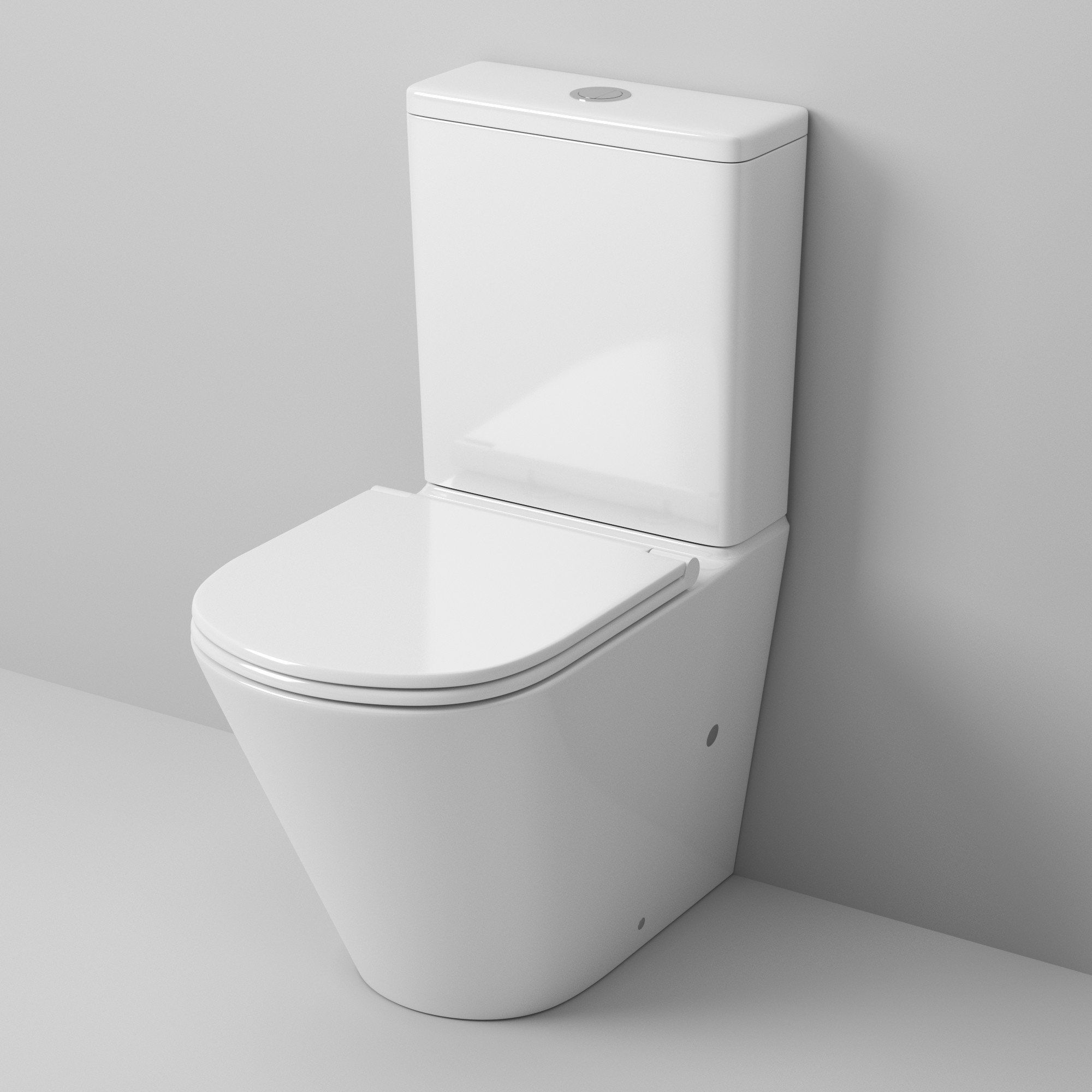 Унитаз GR-4450S (605*380*825) напольный БЕЗОБОДКОВЫЙ с тонкой крышкой, 2 места - 1