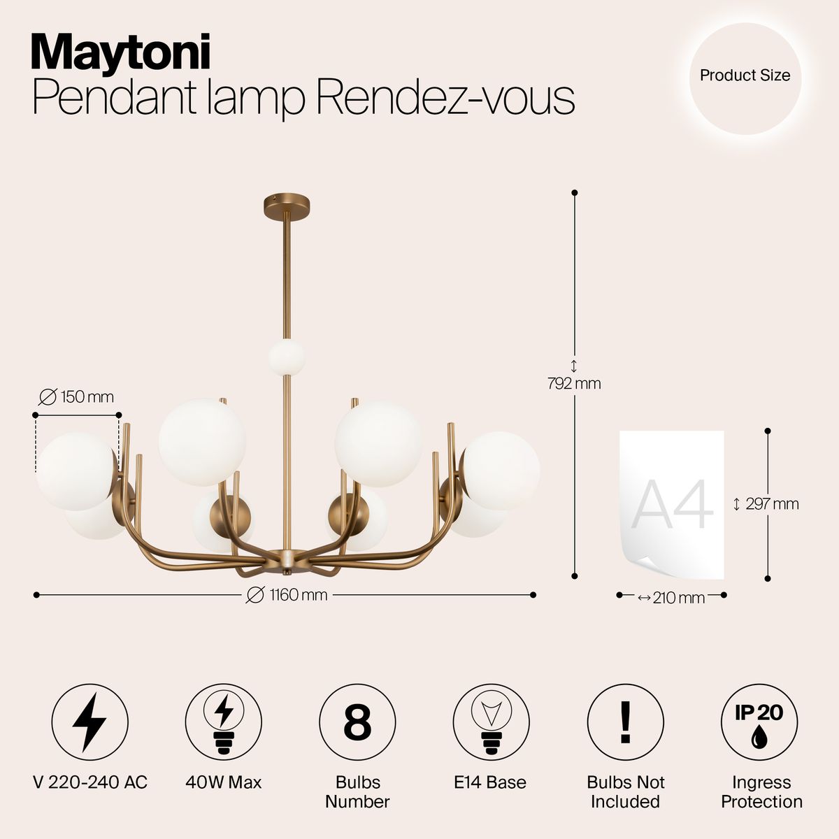 Подвесная люстра Maytoni Rendez-Vous MOD109PL-08BS - 1
