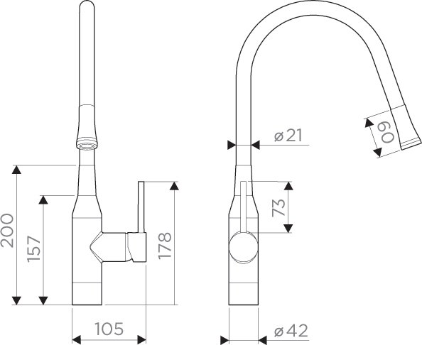 Смеситель Omoikiri Yatomi BN-R для кухонной мойки 4994248 - 3