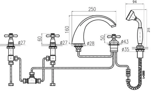 Смеситель на борт ванны Rav Slezak Morava хром MK169.5P - 4