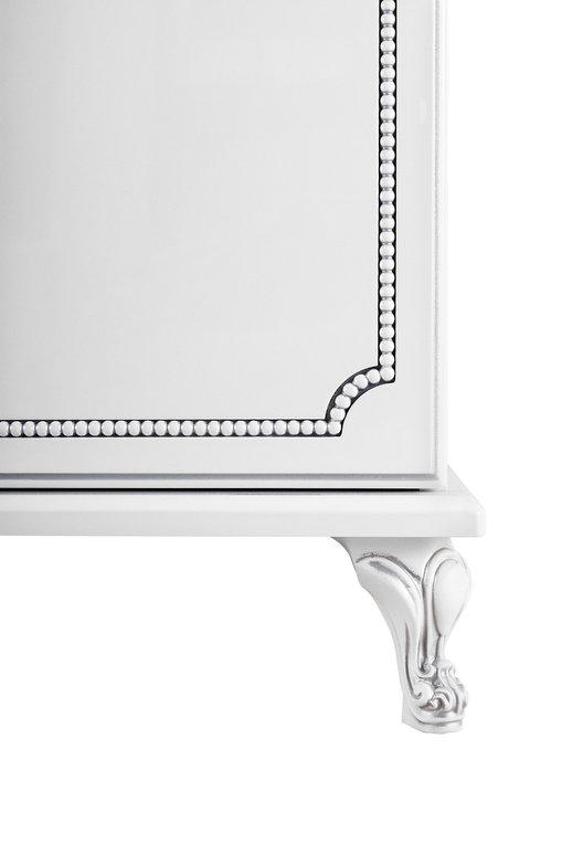 Шкаф-пенал Vod-Ok Мариэль 40 L с бельевой корзиной белый, патина серебро 5092 - 2