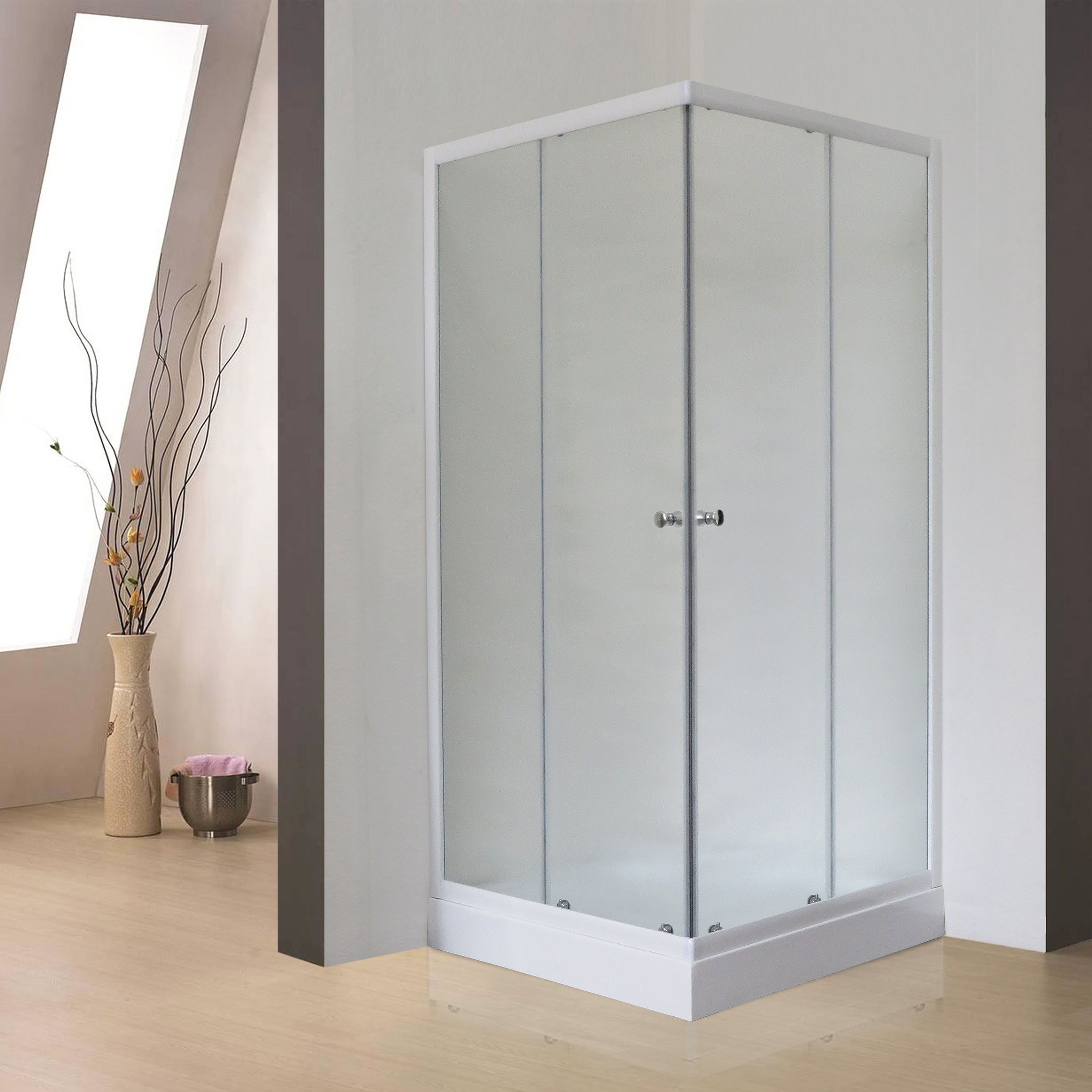 Душевой уголок Royal Bath HP 80х80 с поддоном профиль белый стекло матовое RB80HP-C - 0