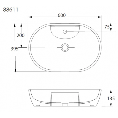 Раковина накладная beWash Bogen 60 черный матовый 88611180 - 1